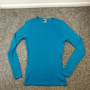 Icebreaker 200 Bodyfit Merino Wool Blue Long Sleeve Crew Womens Large